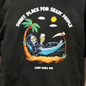 Last Call Co. T Shirt "Sunny Place for Shady People" Medium NWOT